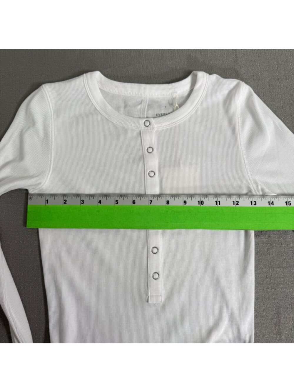 Everlane Supima Micro Rib Long Sleeve Henley Pima Snap Slim Fit White Small - Picture 6 of 10